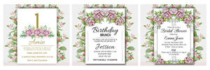 Floral Digital Invitations for various occasions, Birthday, Bridal Shower, Baby Shower etc.