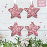 Load image into Gallery viewer, Set of Teal Glitter Star Decorations
