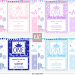 Load image into Gallery viewer, First Birthday Digital Invitation Template Pink Polka Dot
