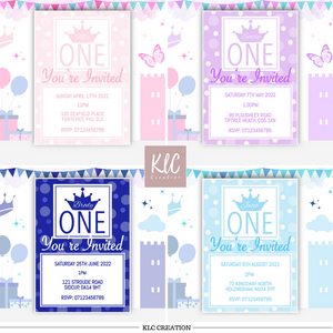 First Birthday Digital Invitation Template Pink Polka Dot