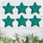 Load image into Gallery viewer, Set of Teal Glitter Star Decorations
