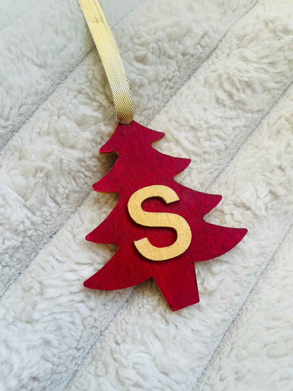 Burgundy & Gold Personalised Tree Decoration - KLC Creation