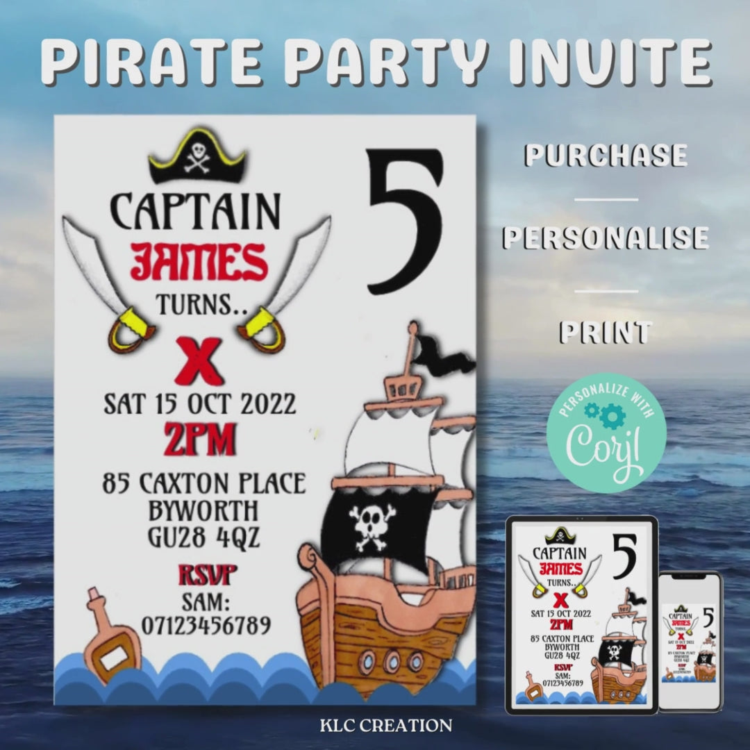 Pirate Ship Party Birthday Invitation Template