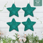 Load image into Gallery viewer, Set of Teal Glitter Star Decorations - KLC Creation
