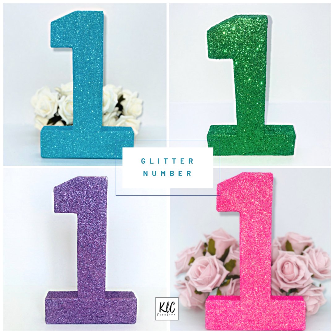 Blue Glitter Number 1 Birthday Age Prop - KLC Creation
