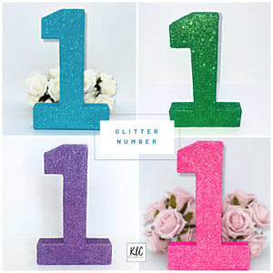 Blue Glitter Number 1 Birthday Age Prop - KLC Creation
