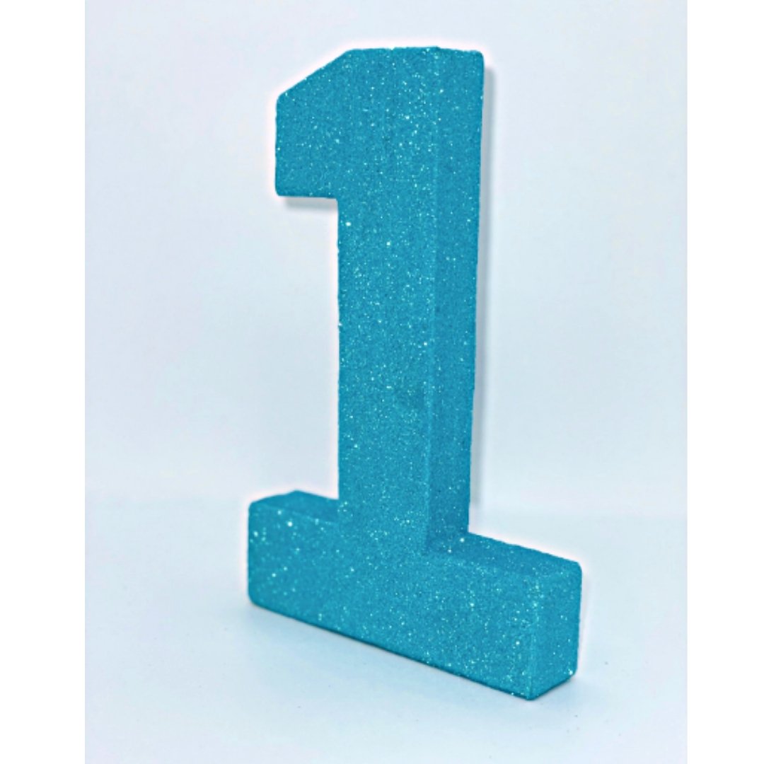 Blue Glitter Number 1 Birthday Age Prop - KLC Creation