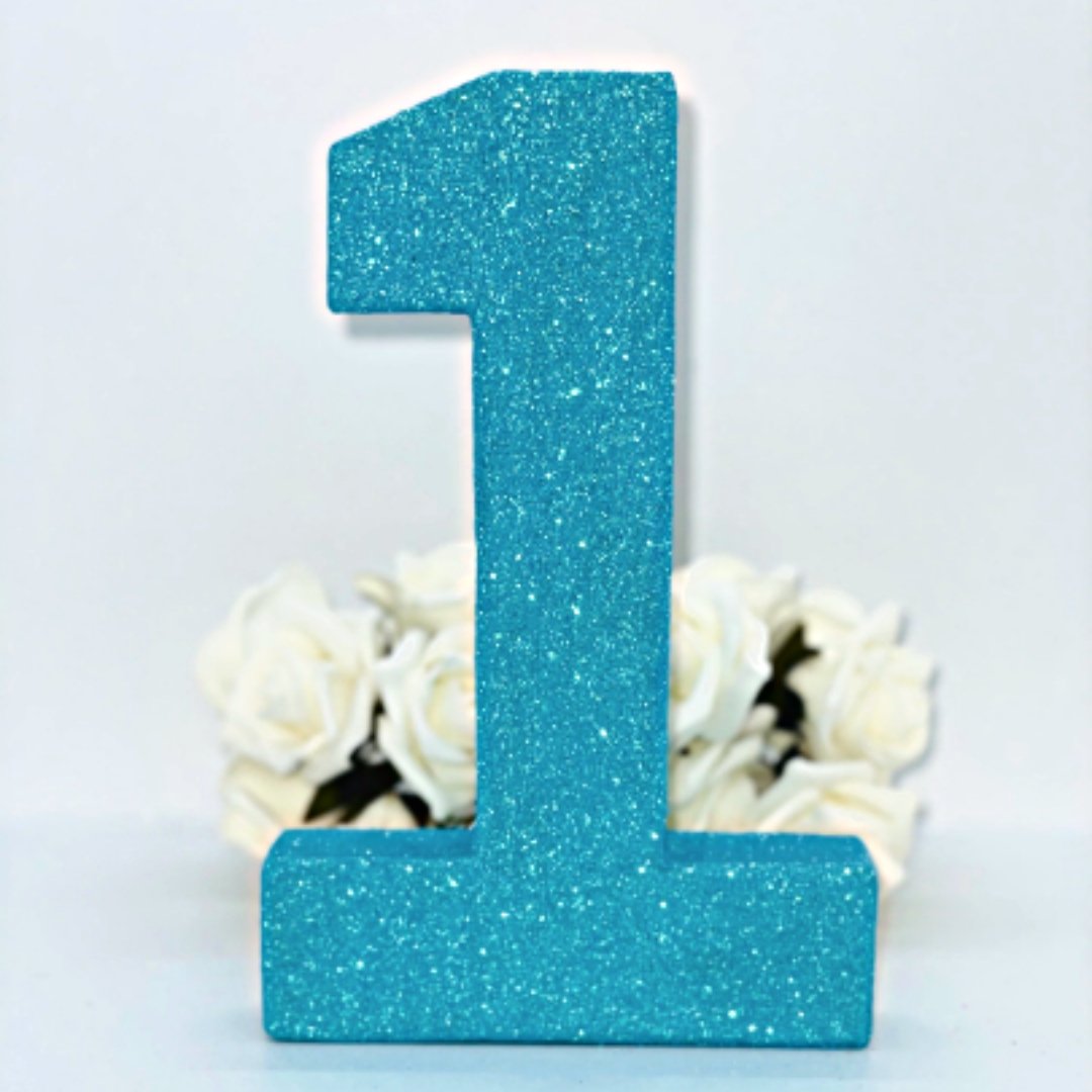 Blue Glitter Number 1 Birthday Age Prop - KLC Creation