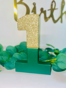 Jungle Green & Gold Birthday Age Number Prop - KLC Creation