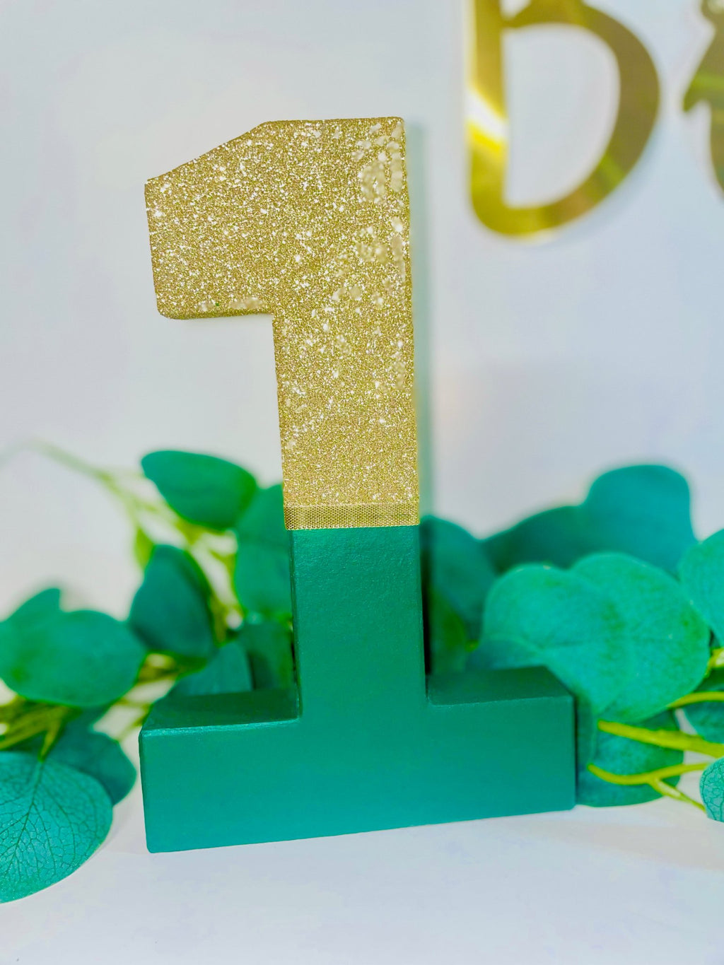 Jungle Green & Gold Birthday Age Number Prop - KLC Creation