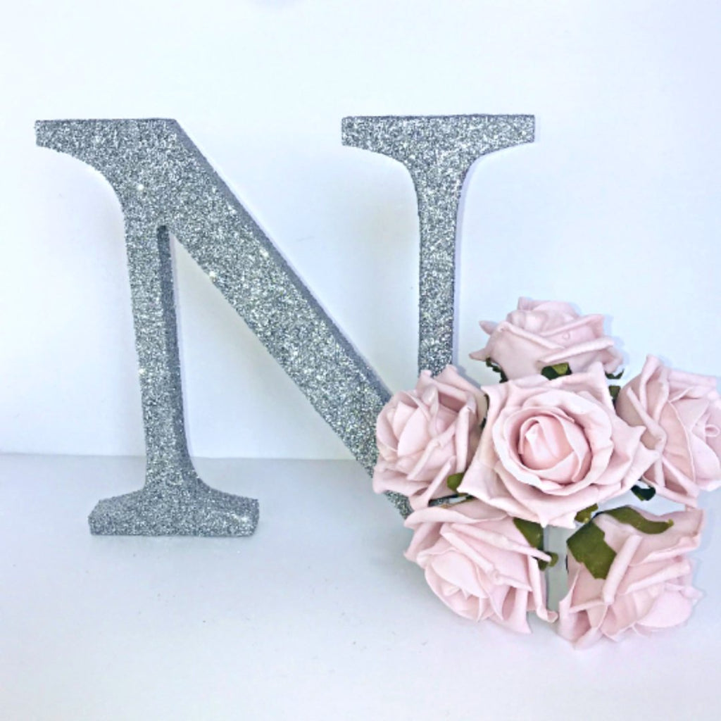 Large Silver Glitter Letter - KLC Creation