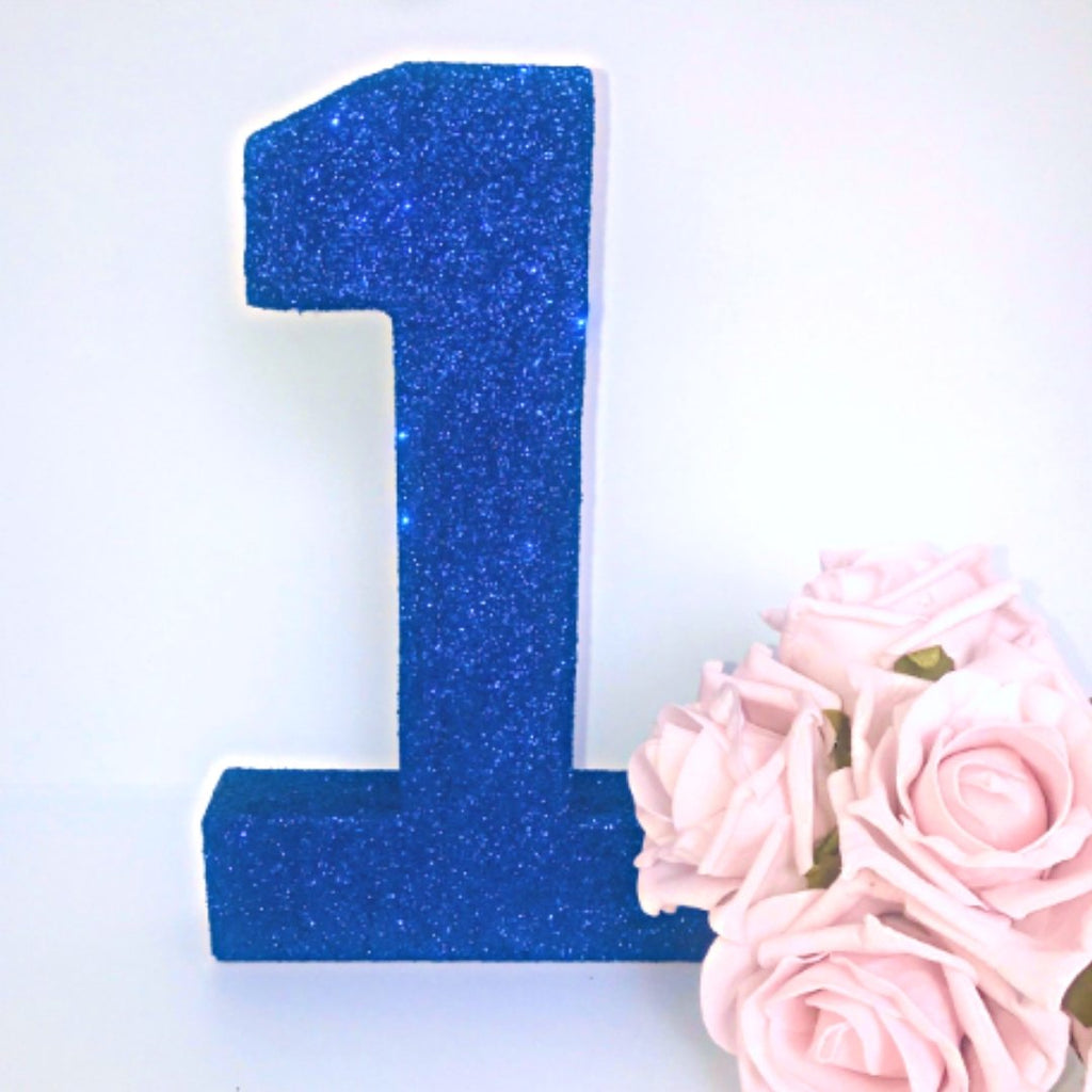 Navy Blue Glitter Number 1 Birthday Age Prop - KLC Creation