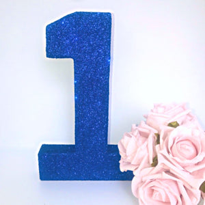 Navy Blue Glitter Number 1 Birthday Age Prop - KLC Creation