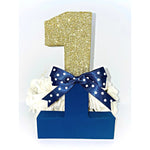 Load image into Gallery viewer, Navy Blue &amp; Gold Birthday Age Number Prop - KLC Creation
