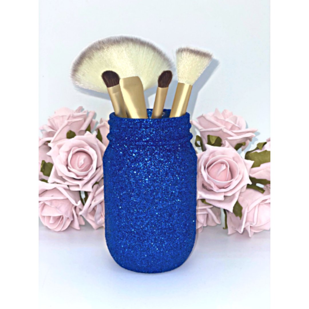 Navy Glitter Mason Jar - KLC Creation