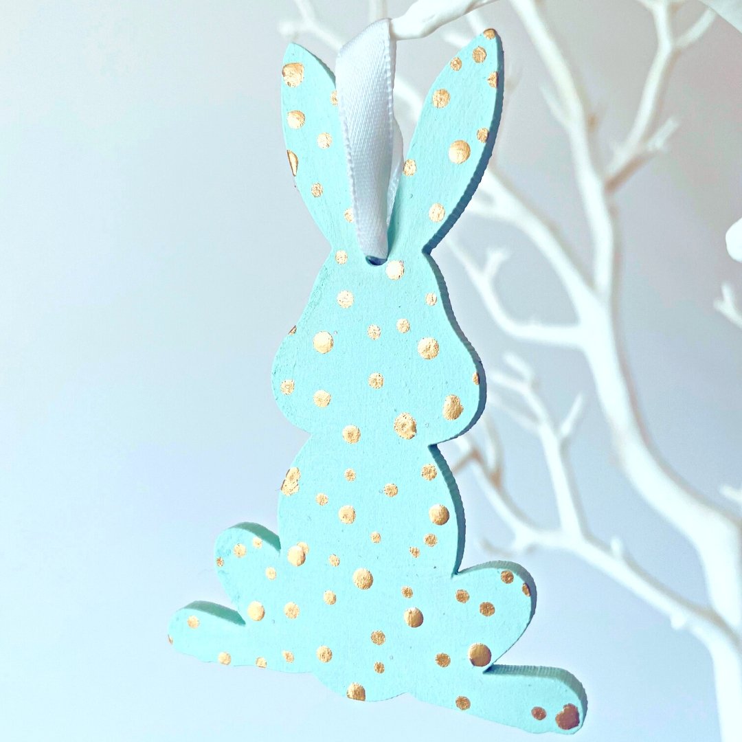 Set of 4 Pastel & Gold Easter Bunny Tree Decorations - KLC Creation