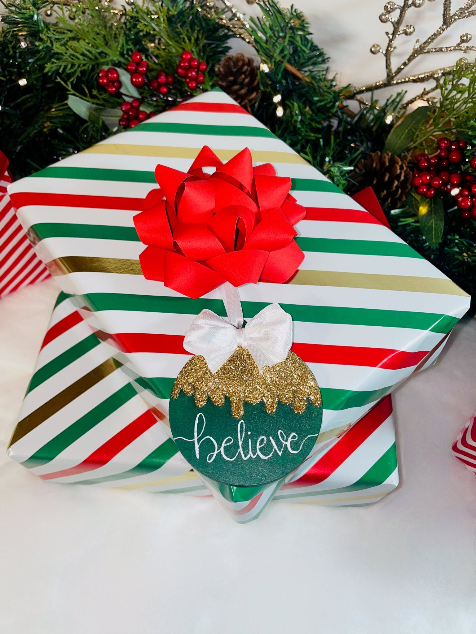 Set of Believe Christmas Bauble Decorations - KLC Creation