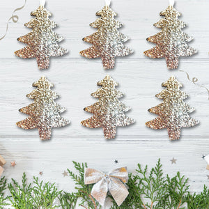 Set of Champagne Gold Glitter Tree Decorations - KLC Creation
