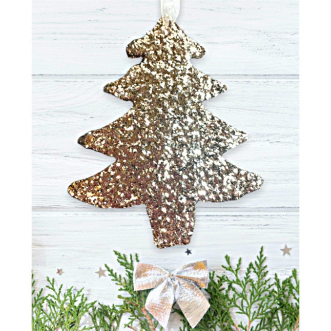 Set of Champagne Gold Glitter Tree Decorations - KLC Creation