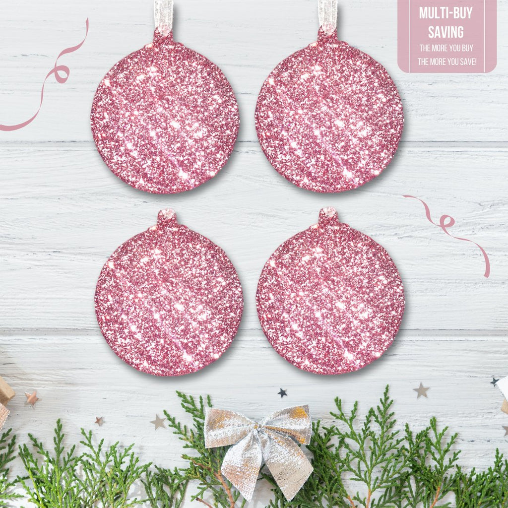 Set of Rose Gold Glitter Bauble Decorations - KLC Creation