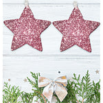 Load image into Gallery viewer, Set of Rose Gold Glitter Star Bauble Decorations - KLC Creation
