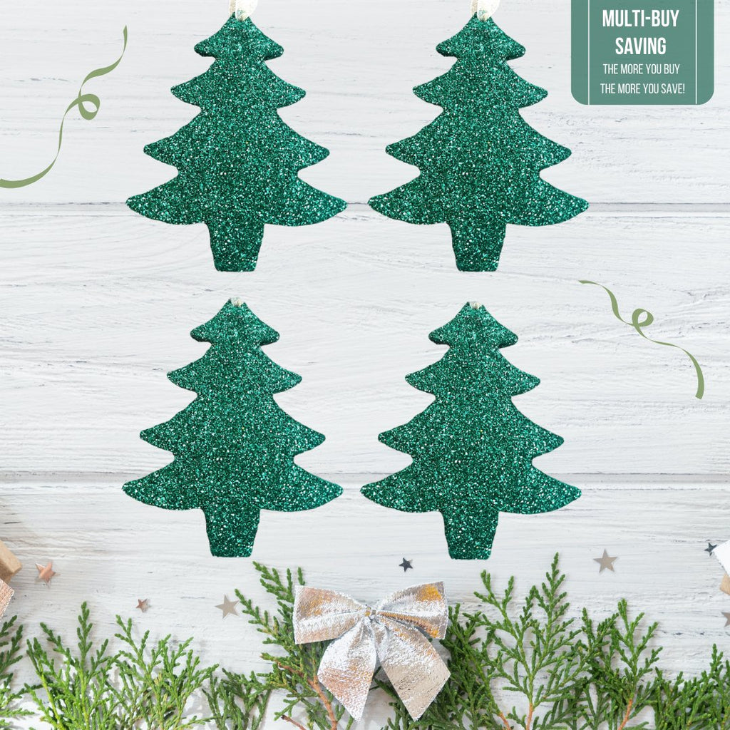 Set of Teal Glitter Tree Decorations - KLC Creation