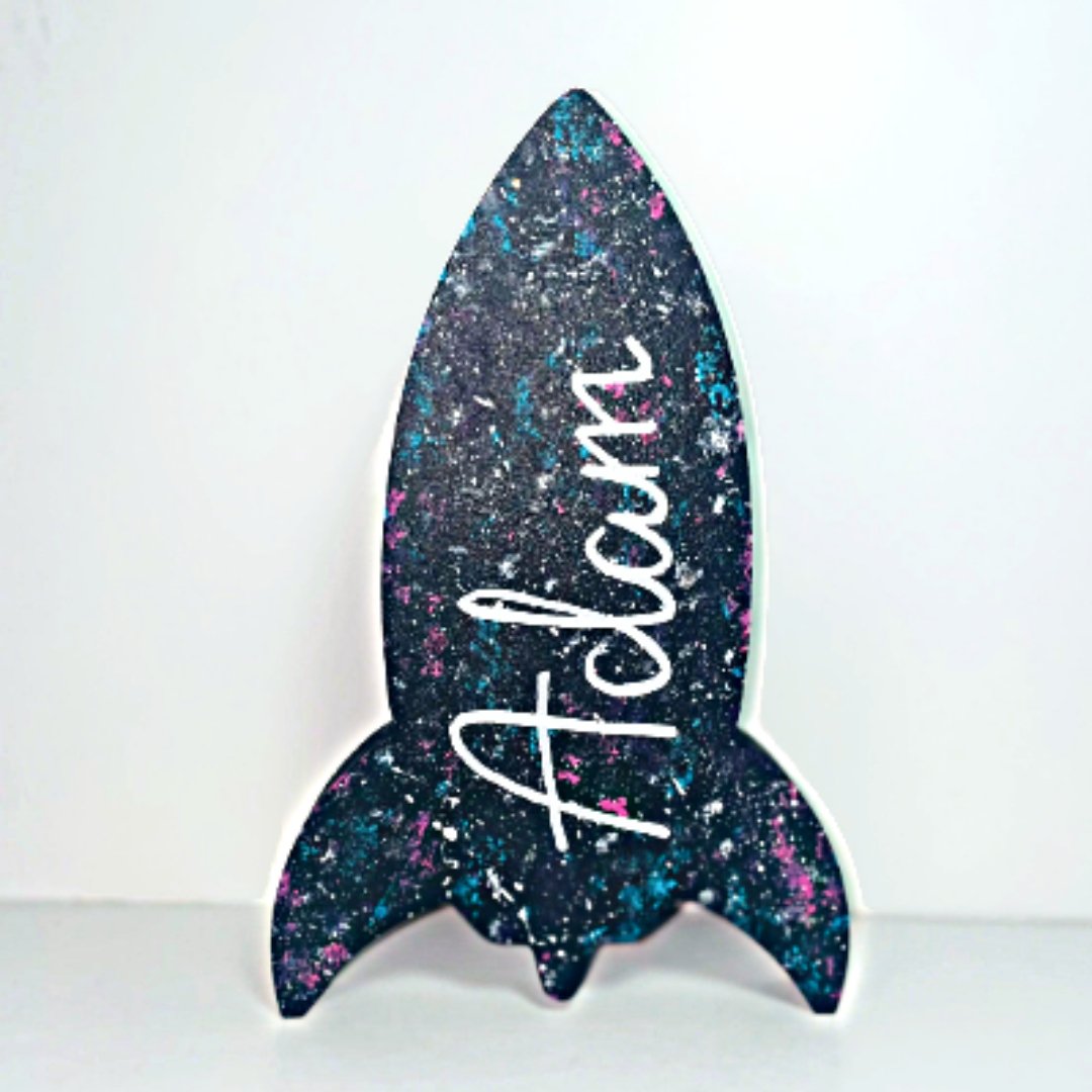 Space Rocket Name Decor - KLC Creation