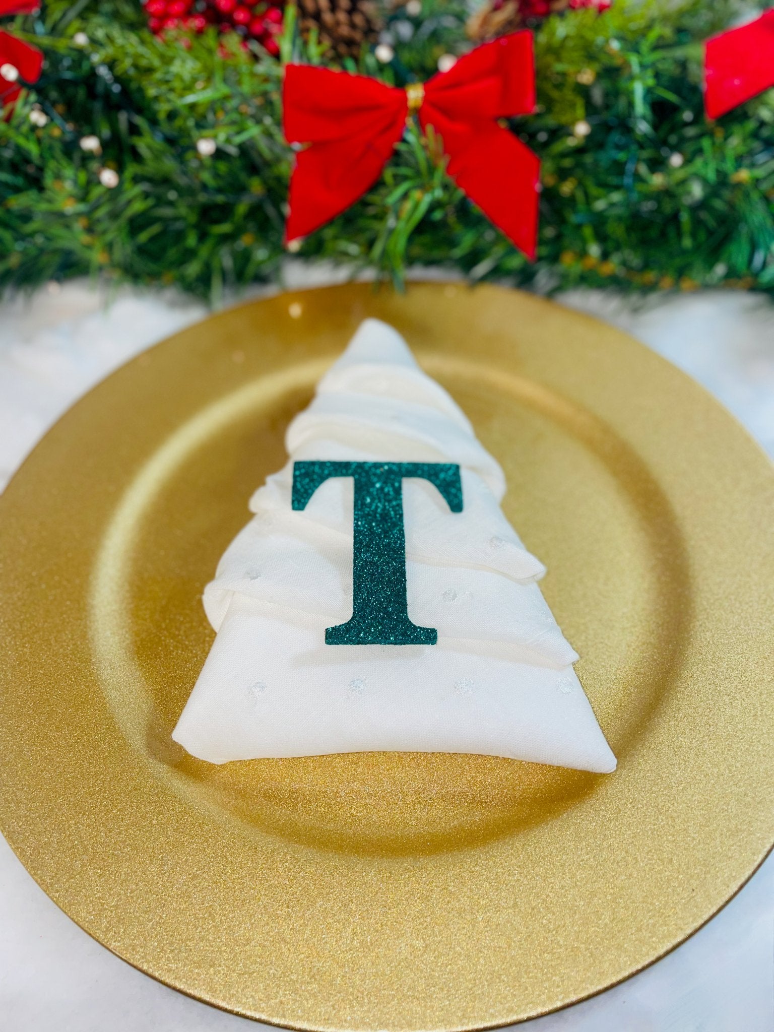 Teal Glitter Initial Christmas Decoration - KLC Creation