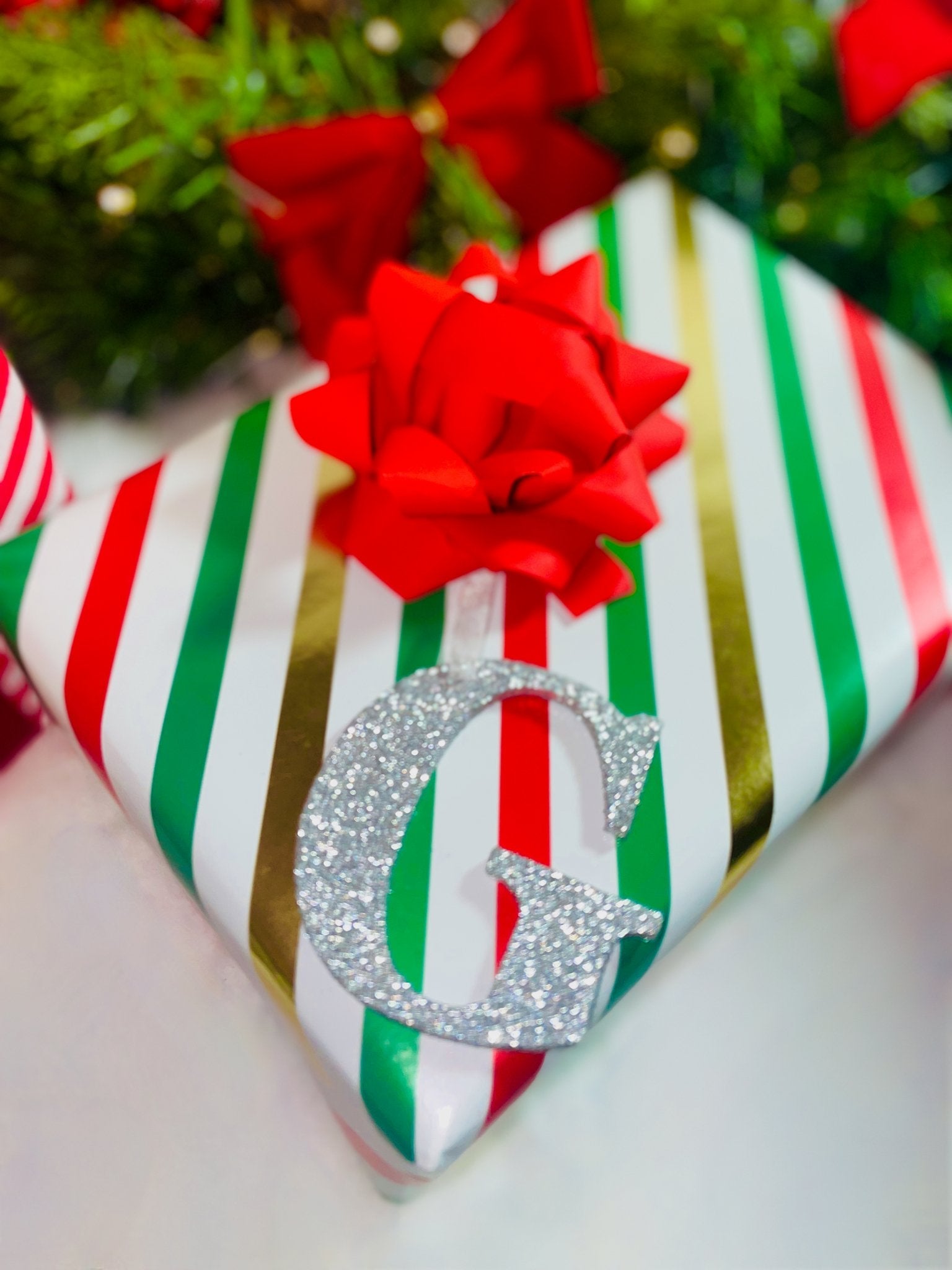 Teal Glitter Initial Christmas Decoration - KLC Creation