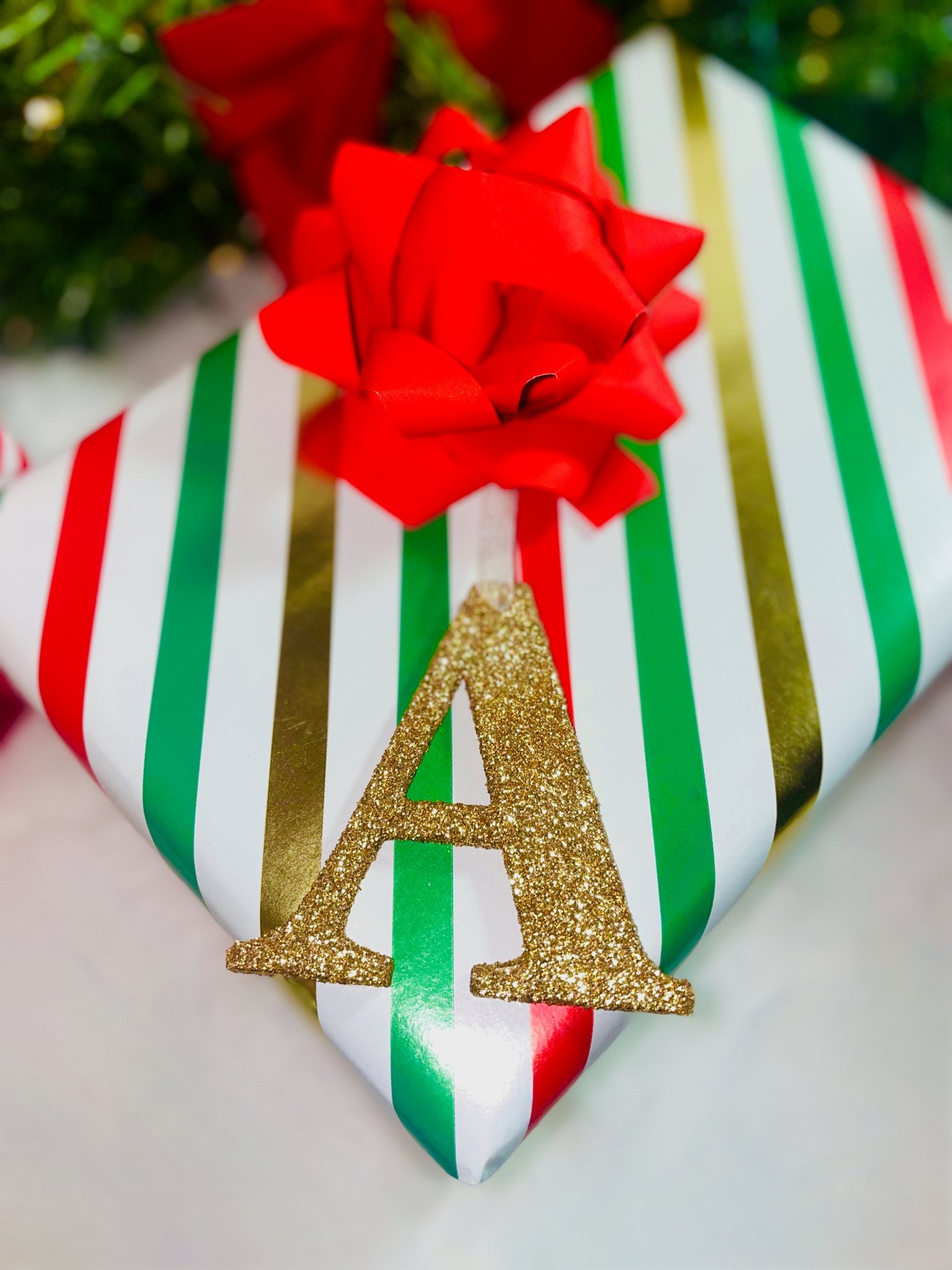 Teal Glitter Initial Christmas Decoration - KLC Creation