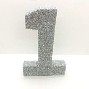 White Glitter Number 1 Birthday Age Prop - KLC Creation