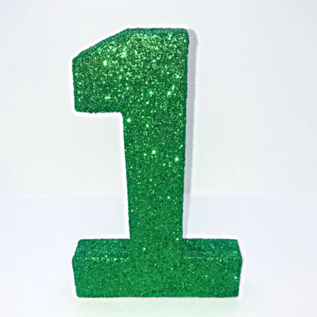 White Glitter Number 1 Birthday Age Prop - KLC Creation