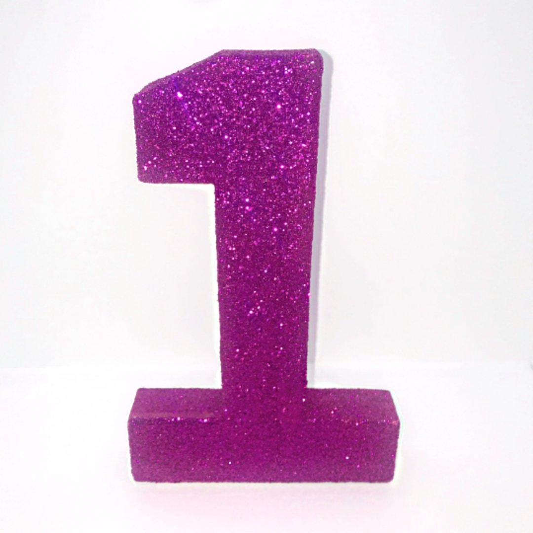 White Glitter Number 1 Birthday Age Prop - KLC Creation