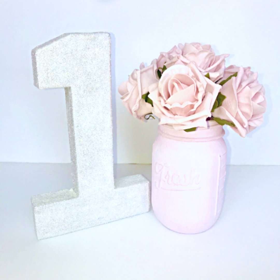 White Glitter Number 1 Birthday Age Prop - KLC Creation