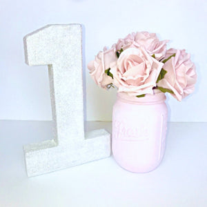 White Glitter Number 1 Birthday Age Prop - KLC Creation